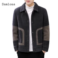 korean style 2020 autumn wool blends coats new patchwork lapel manteau winter tunic outerwear single breasted mens clothing 2020