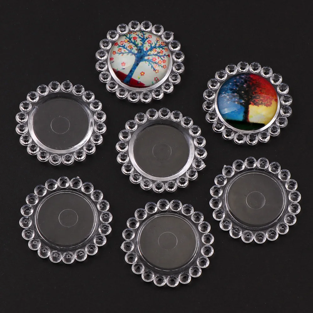 

50Pcs/set Colorful Round Base Setting Rhinestone Cabochon Base Frame Mix Color Resin Flatback Setting Accessory 30mm Inner 20mm