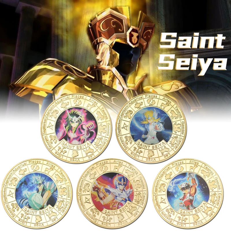 Лидер продаж монеты Saint Seiya позолоченные Коллекционные с держателем для монет