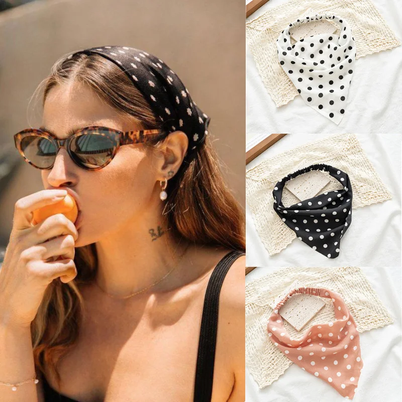 

Women Girls Ribbon Triangle Bandana Elastic Headband Fashion Bobo Beach Hair Accessories Hairband Turban Headwear Retro Ornament
