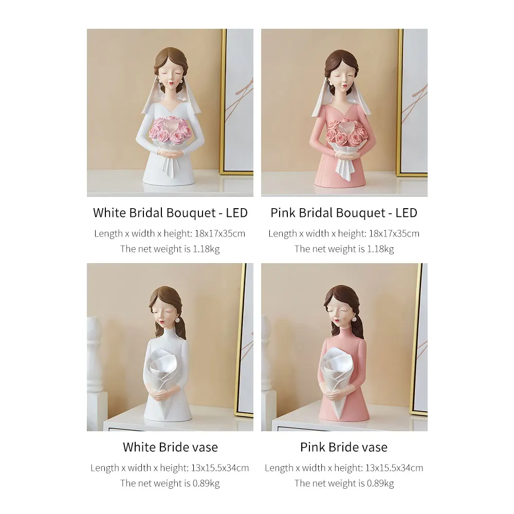 

Woman Holding Flower Sculpture Resin Flower Vases Modern Home Decor Living Room Tabletop Decoration Wedding Decoration Statue