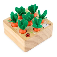 wooden toys baby montessori toy set pulling carrot shape matching size cognition montessori educational toy wooden toys baby
