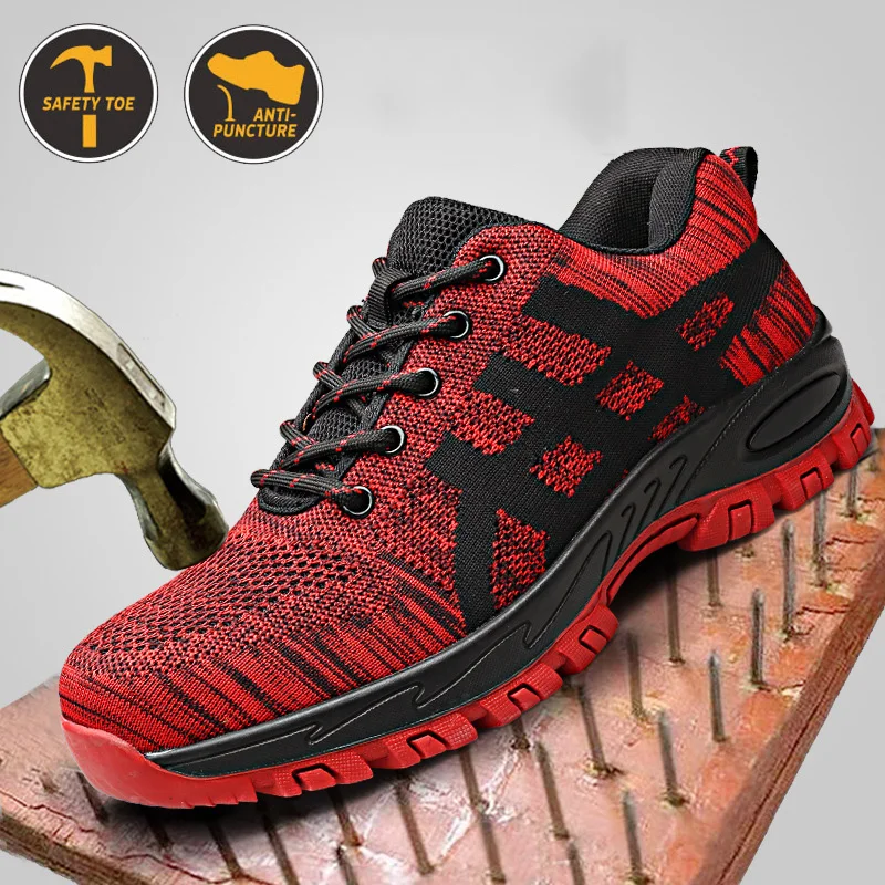Защитная обувь Модные мужские кроссовки со стальным носом Рабочая Дышащие