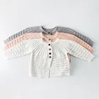 Серый Детский кардиган, свитер, детское пальто, хлопковая куртка на пуговицах для малышей, для девочек 3, 6, 9, 12, 18, 24 дюймов, стандартная одежда, os204032