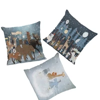 cartoon cute pillowcase home decoration living room peach skin cushion cover whale elephant square 45 45cm throw pillowcase