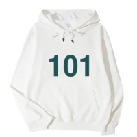2021 classic squid game no 101 players high quality printed hoodie 100 cotton pocket sweatshirt unique unisex top asian size