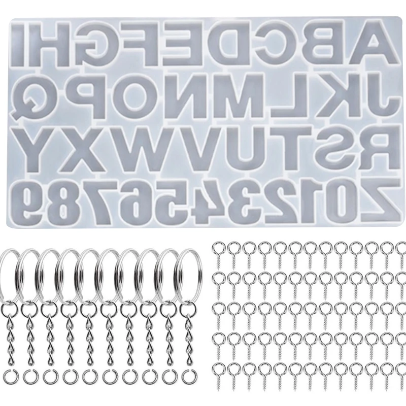 

1 Set DIY Crystal Epoxy Resin Mold Letter Number Keychain Pendant Silicone Mould
