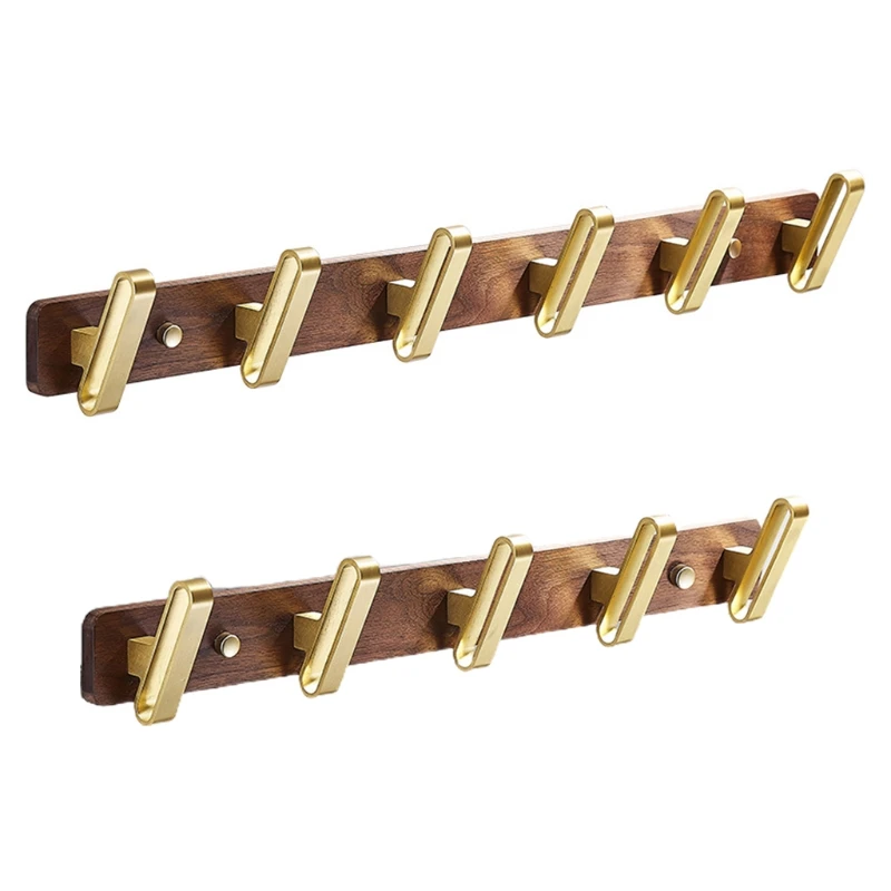 

Деревянная настенная вешалка, многофункциональные металлические крючки, вешалка для пальто, прочные колышки для одежды, гладкая отделка, д...