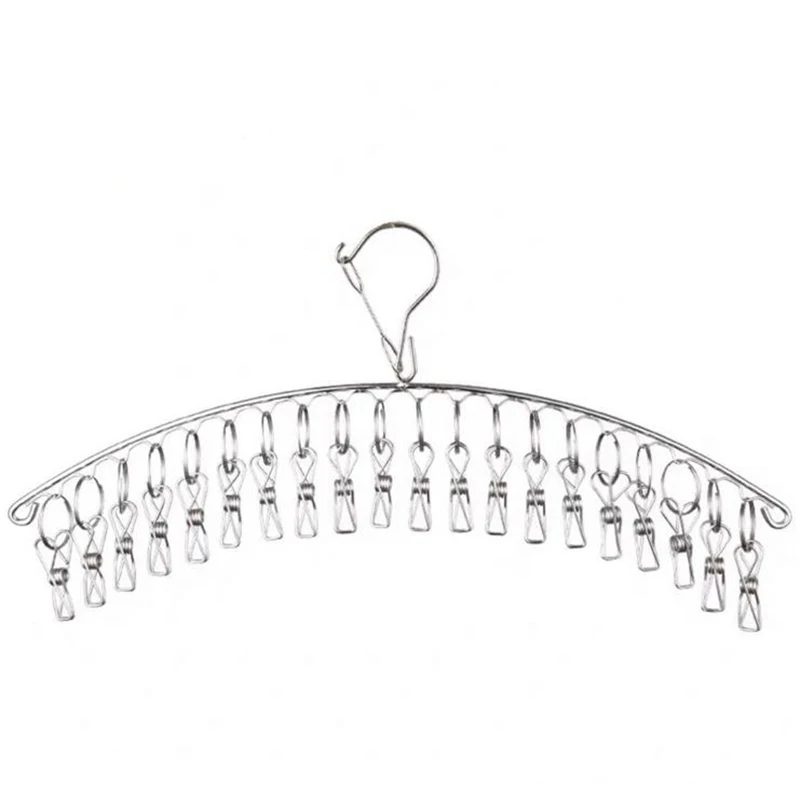 

Stainless Steel Clothes Drying Rack, Laundry Clothes Hanger with 20 Clips for Drying Socks, Diapers, Bras, Baby Clothes, Towels