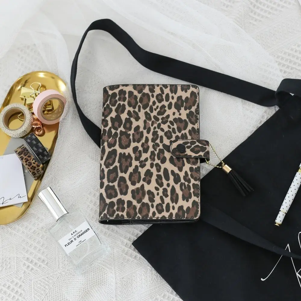 Lovedoki леопардовые узоры кольца PortableNotebook A6 Размер журнал органайзера книга