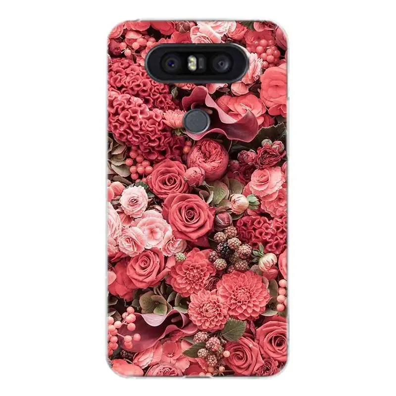 Цветок чехол с крышкой и узором мягкий резиновый для LG G8S Q8 Q7 Q6 G6 G7 G5 G4 V40 V30 V20 V10 K8 K10
