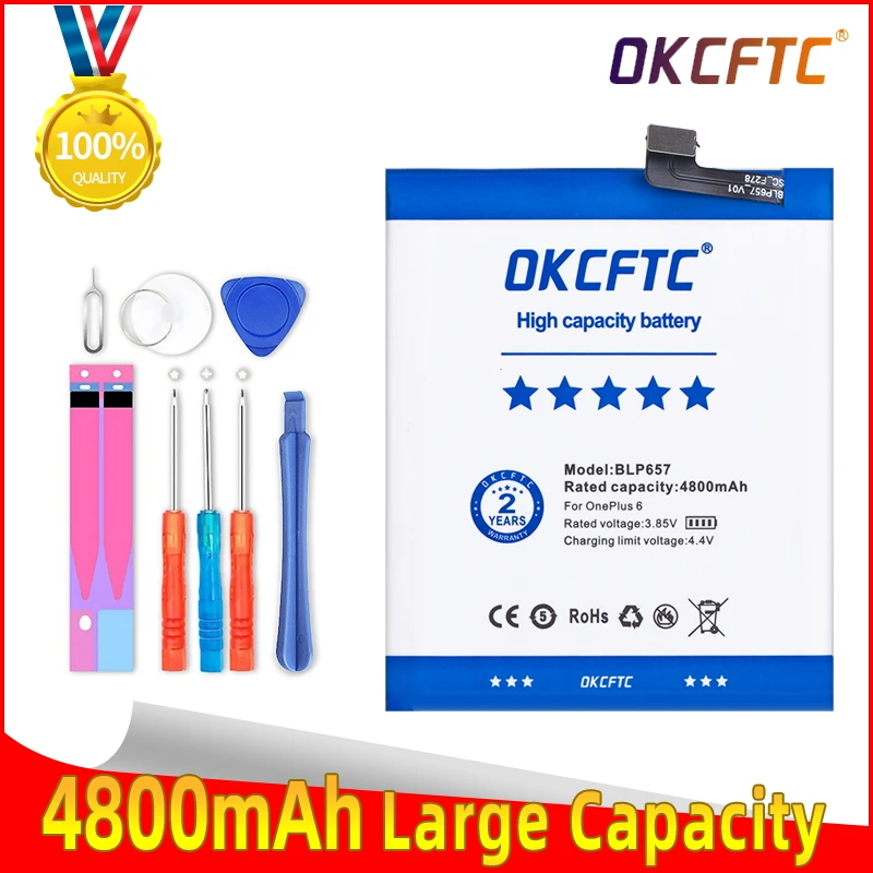 

4800mAh Li-Polymer Batteries BLP657 For OnePlus 6 OnePlus Six 1+ One Plus 6 Replacement Battery +Tracking Number