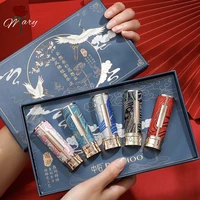 rosemary 5 colors carved embroidery lipstick moisturizing lipstick set gift box chinese style lipstick makeup set