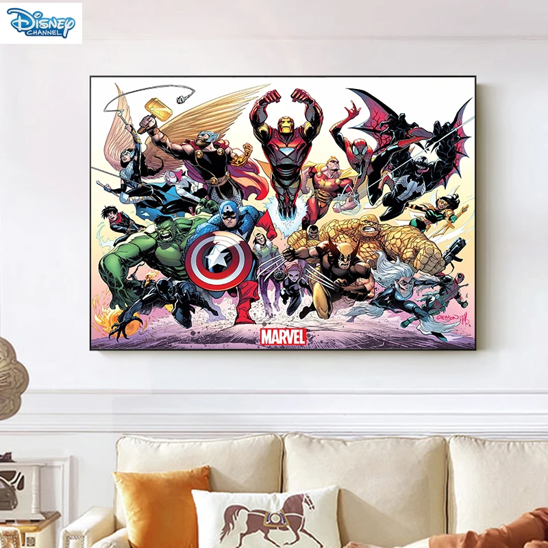 

Cartoons Marvel Avengers Canvas Painting Comics Superhero Poster Wall Art Print Wall Picture for Living Room Bedroom Decoration