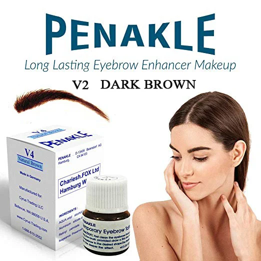 V2 Dark Brown Германия Penakle стойкий для бровей Тату макияж водонепроницаемый и пот доказательство временный карандаш для бровей Набор с оригинальной щеткой - Цвет: V2 Dark Brown