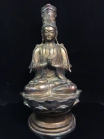 18chinese folk collection old bronze cinnabar lacquer northern wei buddha guanyin bodhisattva lotus terrace sitting buddha