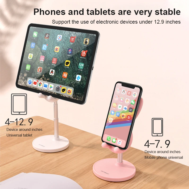 cute desk mobile phone holder stand for iphone ipad metal desktop tablet holder adjustable table cell foldable extend support free global shipping