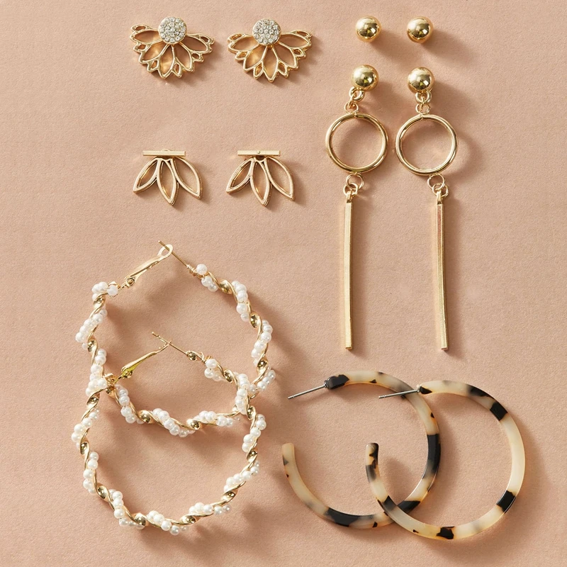 Женские серьги-подвески с большим круговым жемчугом 17 км модные кисточками набор