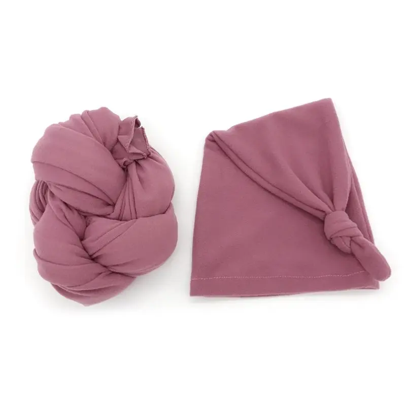 

Stretch Baby Wrap+ Hat Newborn Photography Props Soft Solid Color Photo Wraps Infant Shooting Accessories