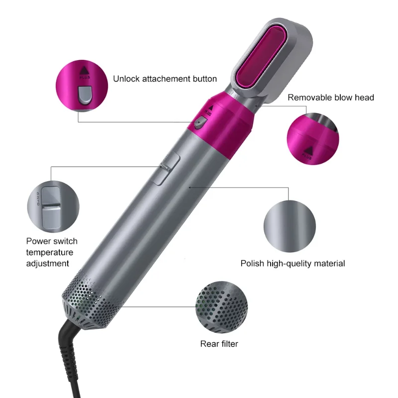 Фен для волос 5 в 1 многофункциональная щетка с горячим воздухом стайлер
