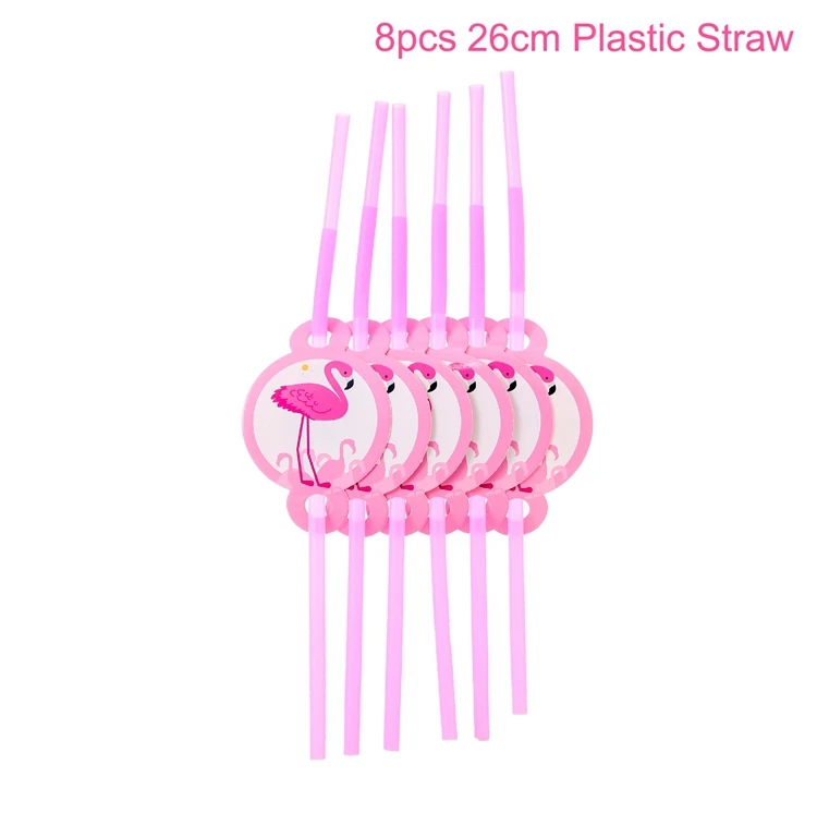 Plastic straw FENGRISE бумага с Фламинго салфетки одноразовые партии посуда плиты Гавайи трубочки для питья на вечеринке бумажный стаканчик день рождения Алоха Гавайский - Цвет: Plastic straw