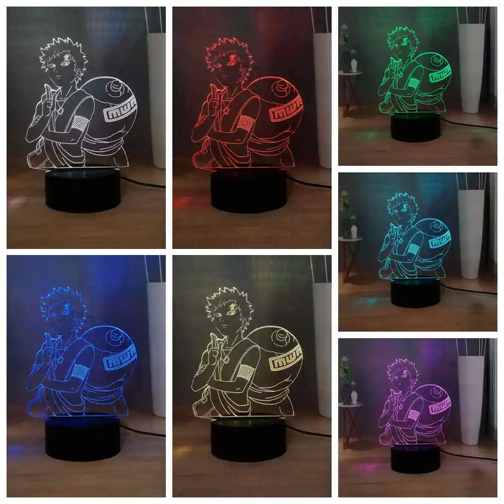 Наруто: детский светодиодный ночник shippюden повязка на голову Sabaku no Gaara RGB 7 красочная Сенсорная лампа USB мини настольная лампа для детей подарок на день рождения игрушка