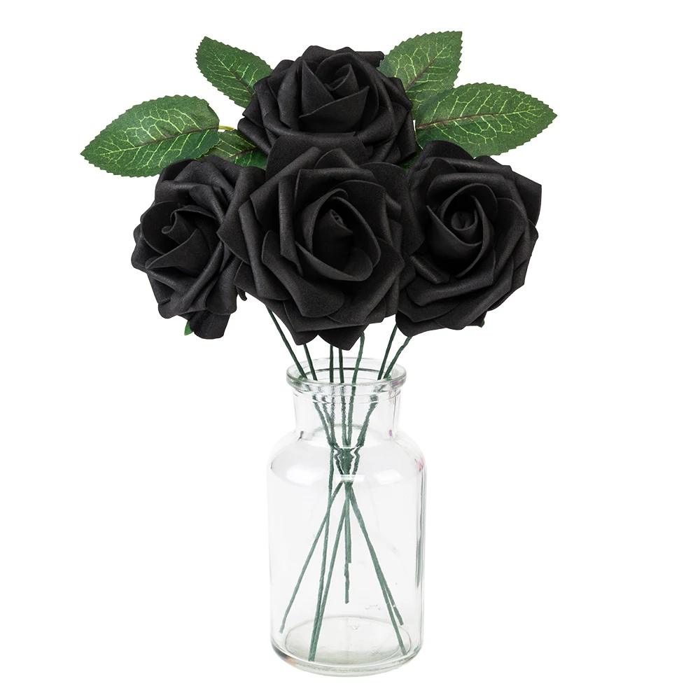 

50pcs PE Foam Rose Flower Black 180821217