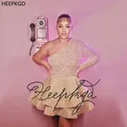 Короткие Выпускные платья на одно плечо 2021 блестящие многоярусные блестящие трапециевидные черные платья для девушек для встречи выпускников на день рождения