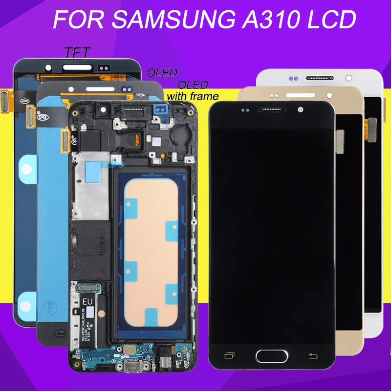 HH Amoled A310 дисплей для samsung Galaxy A3 Lcd кодирующий преобразователь сенсорного экрана в сборе A310F дисплей с рамкой