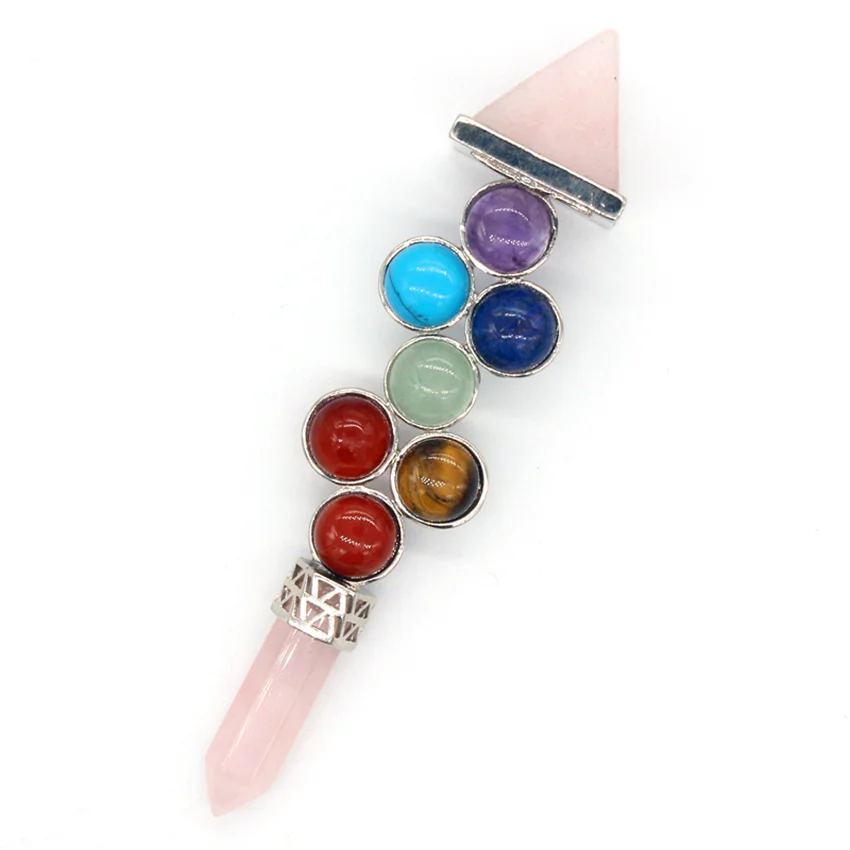 Крафт-бусины Посеребренная Пирамида 7 каменных бусин энергетический скептик