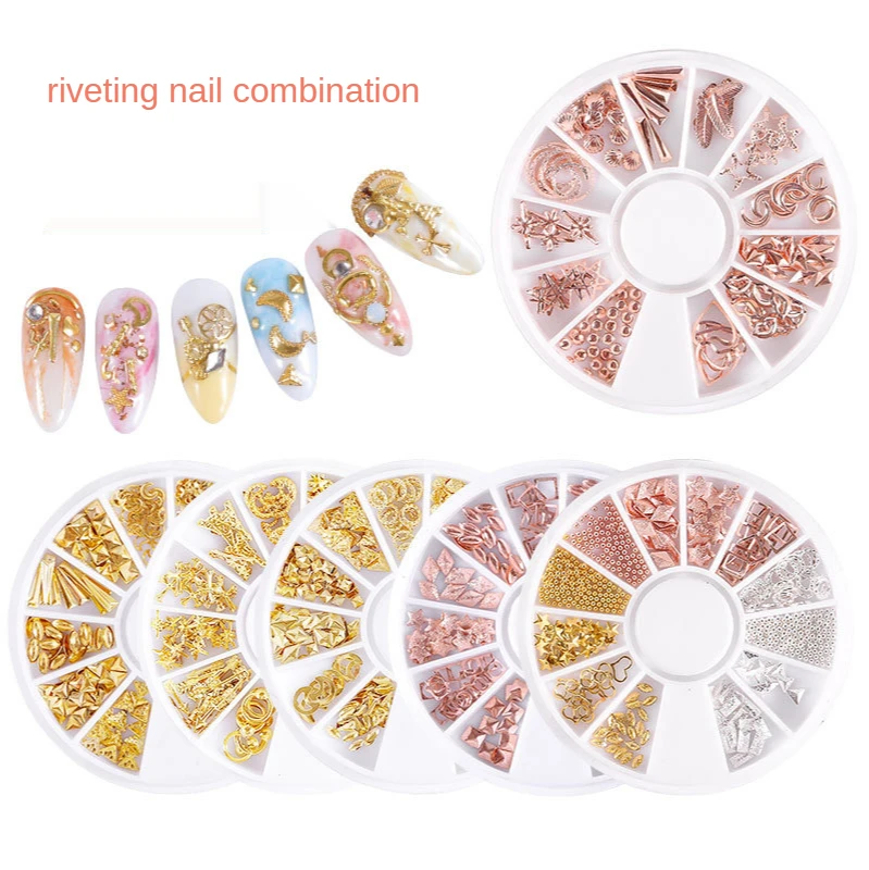 

1Jar Nail Art decorations Nail ornaments star moon rivets day series hollow alloy nail decoration rivet accessories rhinestones