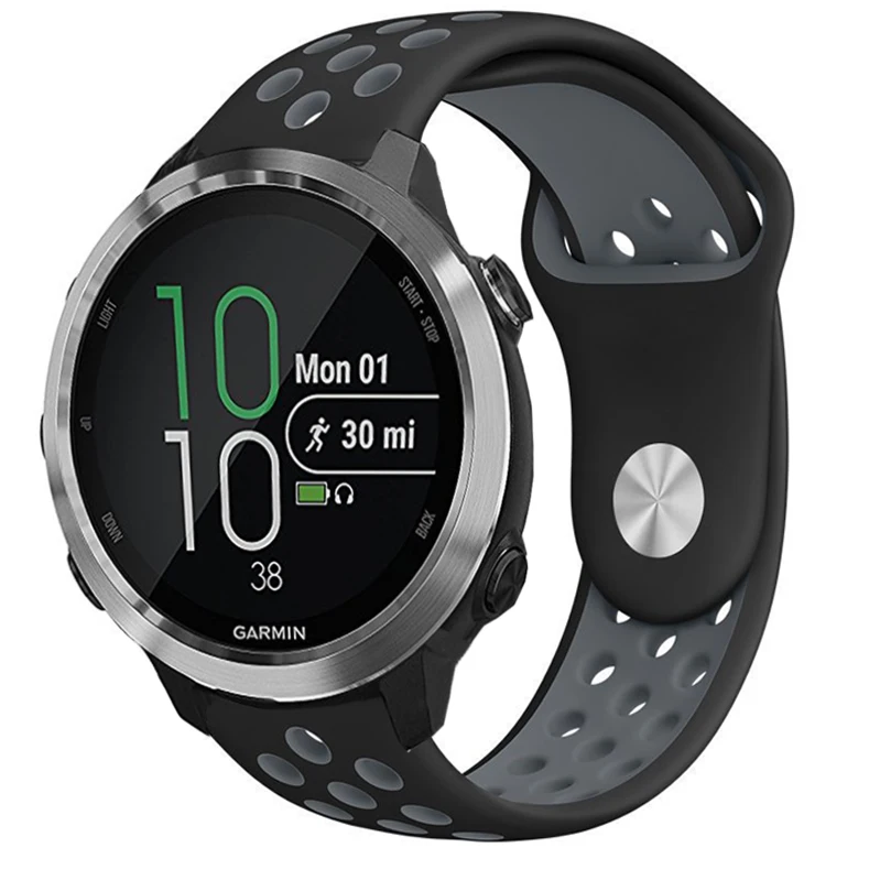 black gray Цветной мягкий силиконовый ремешок для часов Garmin Forerunner 645 Vivoactive3 3 Vivomove HR Смарт-часы сменный Браслет - Цвет: black gray