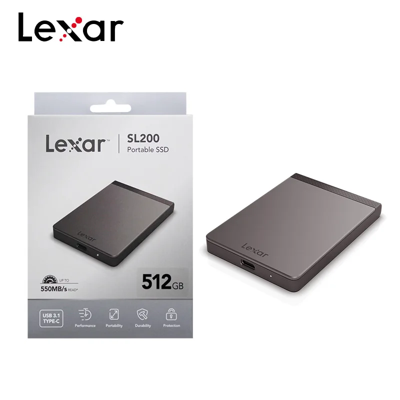 

Original Lexar SL200 PSSD 512GB 1TB 2TB USB 3.1 Type C Portable Solid State Drive Mobile Hard Disk Storage Disk For Computer