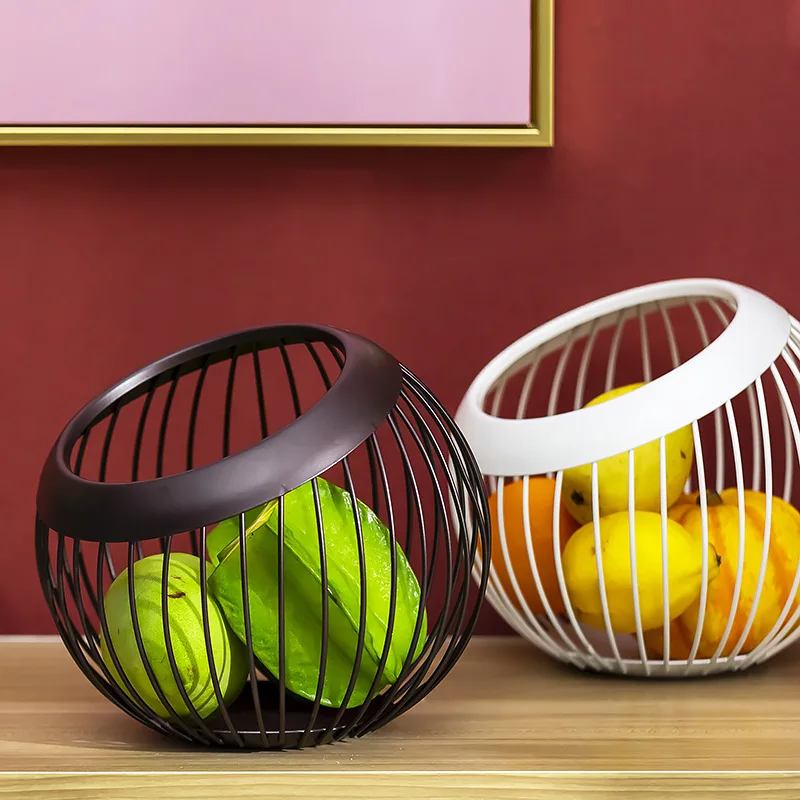 

Iron Storage Basket Nordic Family Living Room Fruit Basket Vegetable Snack Fruit Basin Modern Simple Desktop Storage Basket