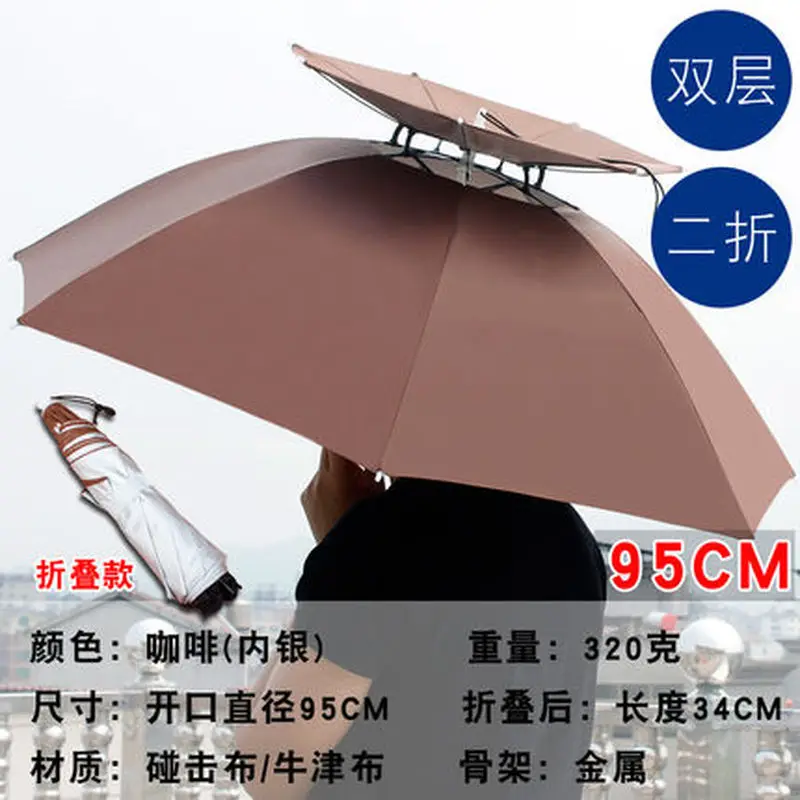 Outdoor head-mounted foldable fishing cycling hiking camping beach shade portable umbrella hat | Дом и сад