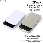 Комплект из 2 предметов, Мини жестяная коробка ювелирных изделий Органайзер Герметичная крышка ползунка Для Хранения Чехол металлическое серебристое черный, белый цвет коробки конфеты банки монета контейнер для ключей