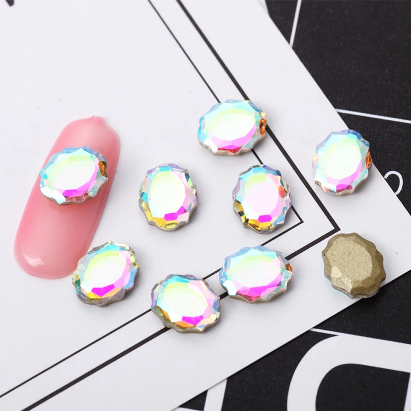 10 шт. зеркальные украшения для ногтей с плоской задней поверхностью|Стразы и
