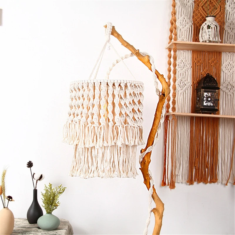Плетеная вручную лампа макраме в стиле бохо светильник Подвесная с кисточкой