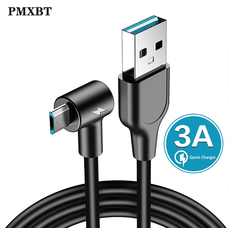 3A USB кабель для быстрой зарядки 90 градусов Micro usb Samsung S6 S7 Edge мобильный телефон