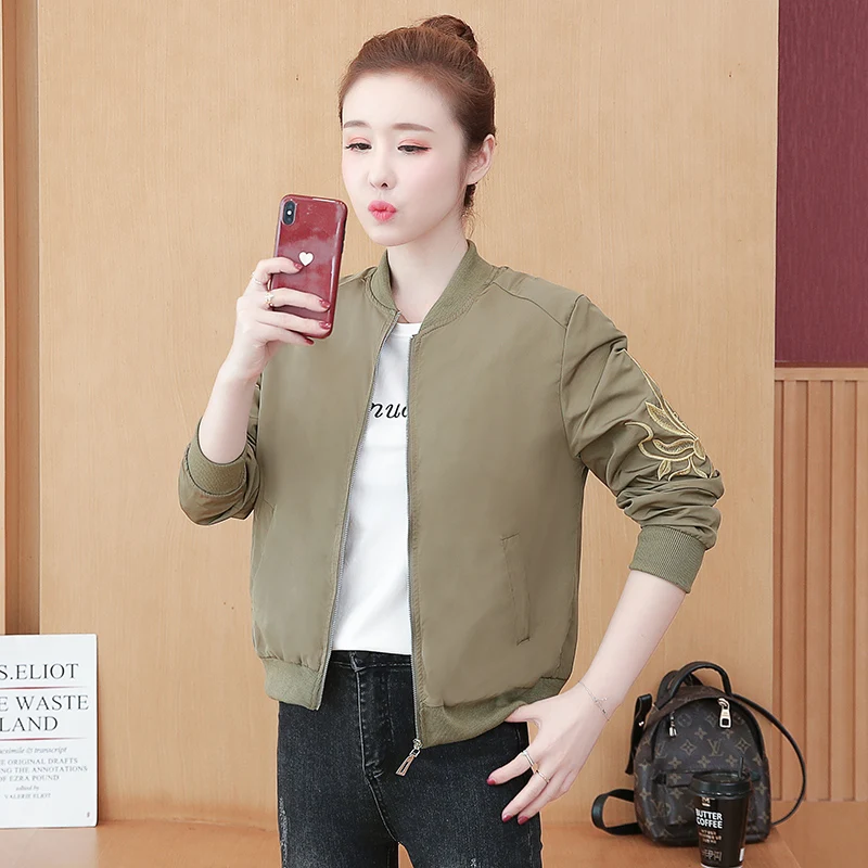 

LUKAXSIKAX 2020 New Spring Autumn Women Coat High Quality Embroidery Baseball Jacket Casual Women Short Coat Bomber Jacket