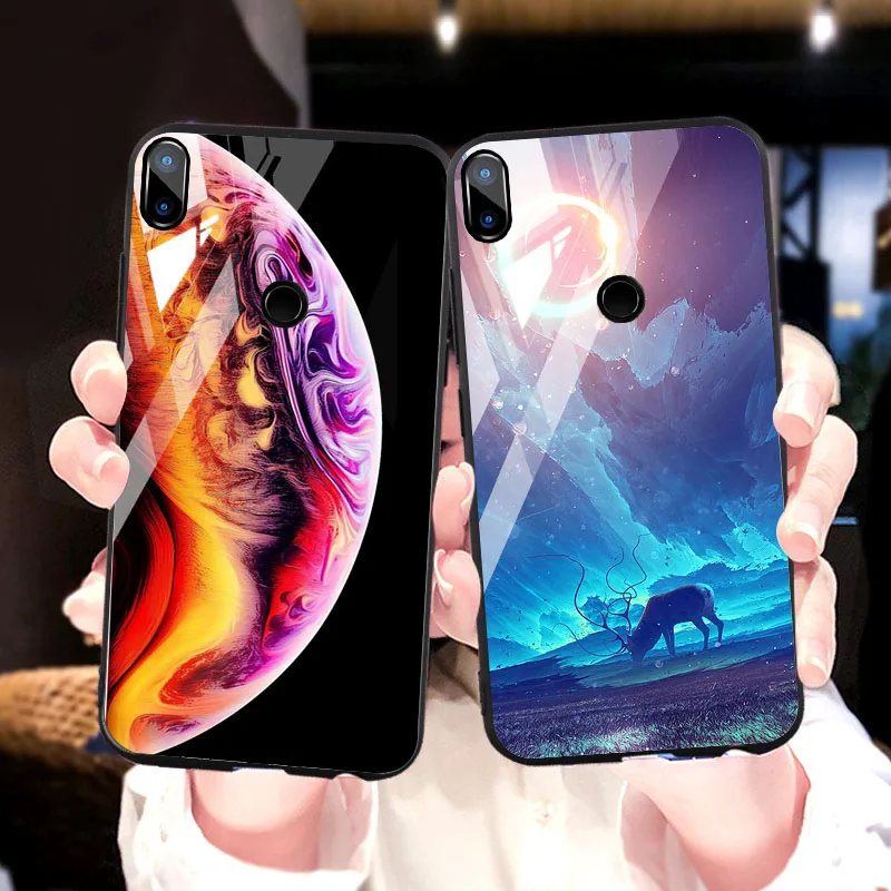 Чехол из закаленного стекла для xiaomi mi 8 lite стеклянные чехлы со звездами SE задняя
