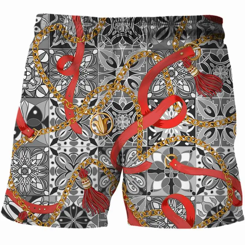

2021Summer new 3D printingIron chain pattern men shorts animal casual beach pants basketball shorts male tops Bermuda shorts Hop