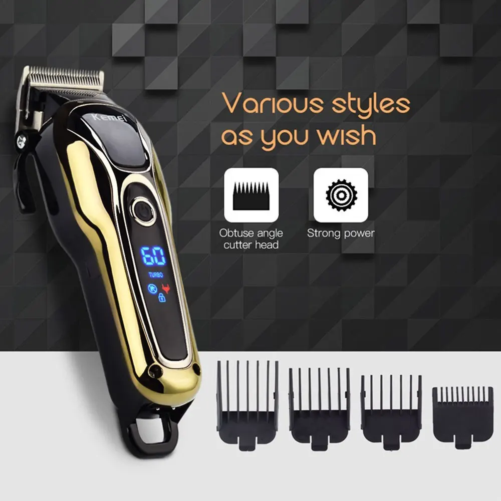 

Professional Barber Hair Clipper Rechargeable Electric T-Outliner Finish Cutting Machine Beard Trimmer Shaver Cordless Corded