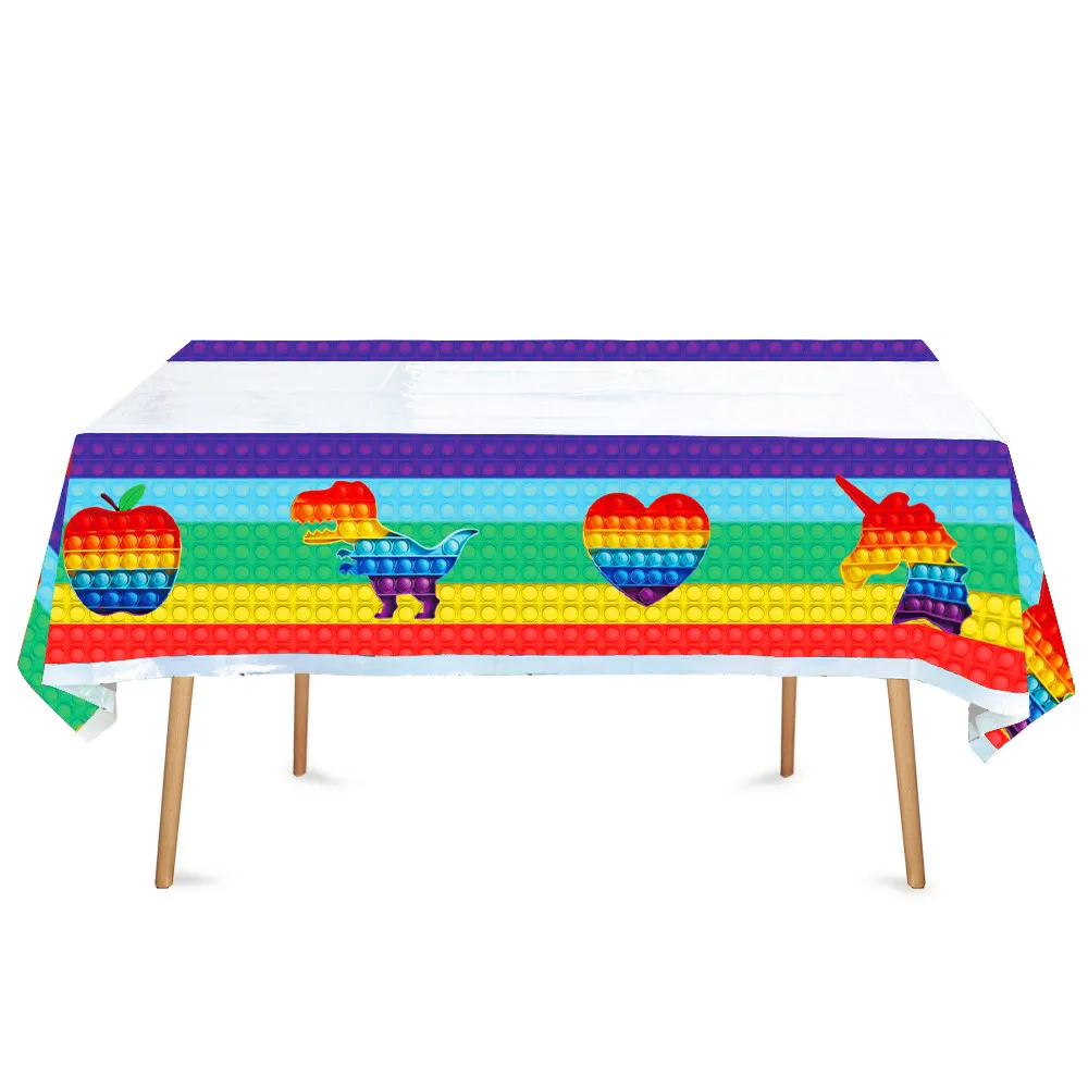 

108cm *180cm Rainbow Bubble Pops Party Supplies Table Cover For Kids Disposable Tablecloth Favor Birthday Festival Decoration