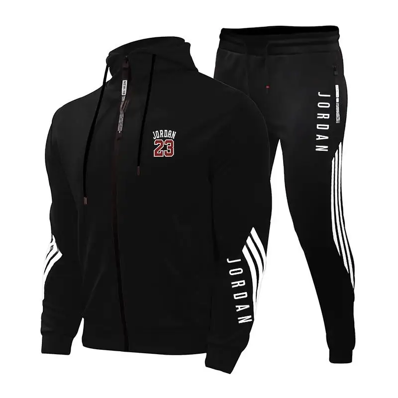 

New Men Hoodies Suit Track and field sportswear zipper suit Hoodie+Sweat pants Jogging Homme Pullover 3XL Sporting Suit Male
