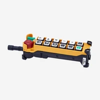 Telecontrol 12 buttons industrial wireless overhead EOT crane remote control with mushroom emergency rotary switch F24-12D