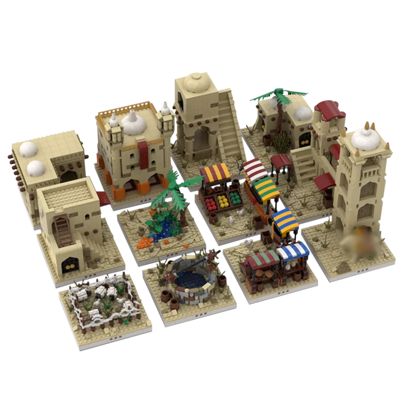 

MOC Architecture New Hope Desert Village Building Blocks For Star of Space War Series Town Eisley Cantina House Bricks Toy Gifts