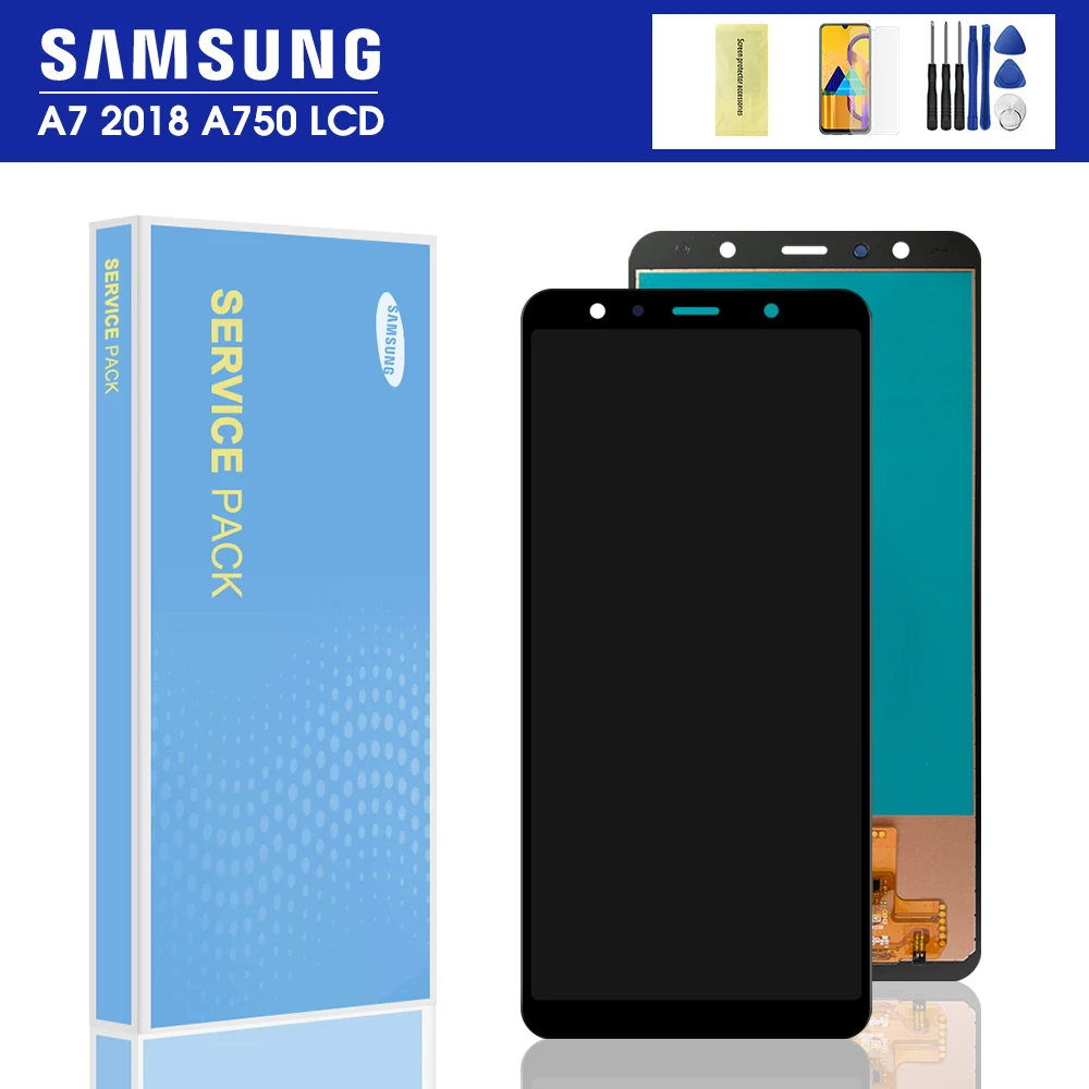 100% протестированный ЖК дисплей A750 для Samsung Galaxy A7 2018 SM A750F A750FN A750G с сенсорным