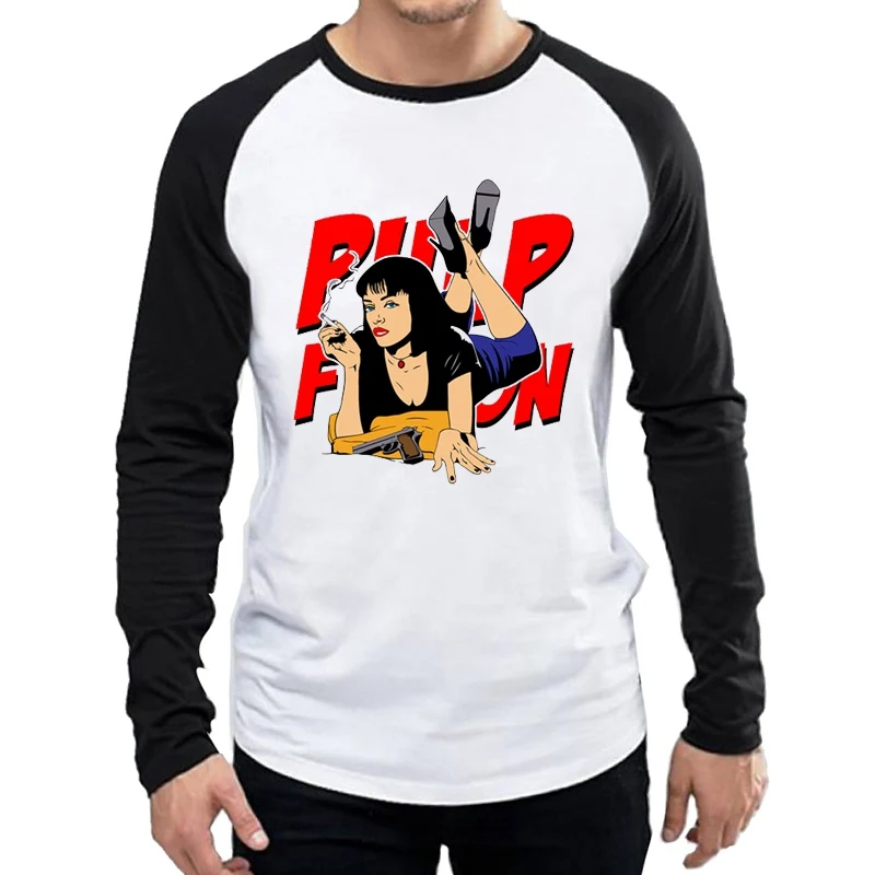 Мужская футболка с длинным рукавом надписью криминальной фантастики Mia Wallace