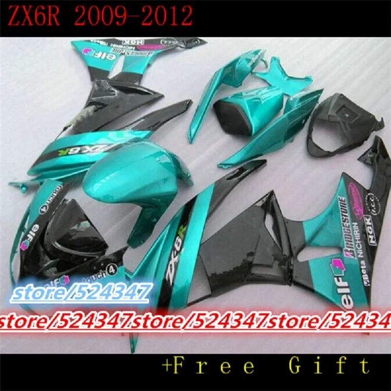 

For Kawasaki ZX-6R Ninja Fairing 2009 2010 2011 2012 Motorcycle Cowling ZX6R 09-12 ZX 6R 636 green black Kits (Injection molding